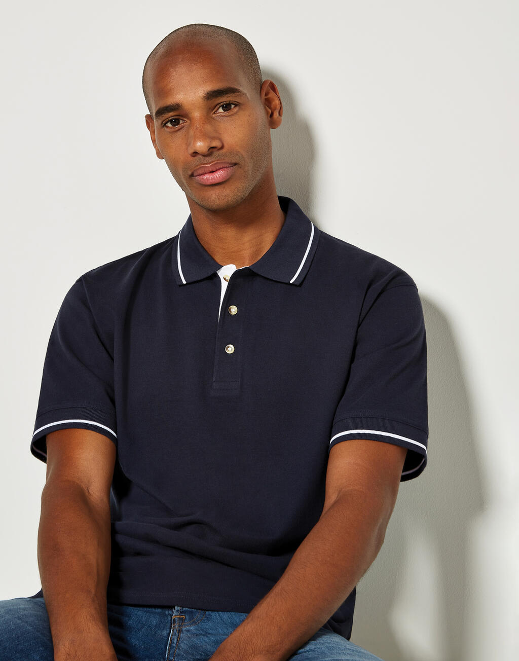 Kustom Kit Polo piqué cuello rayado Classic Fit